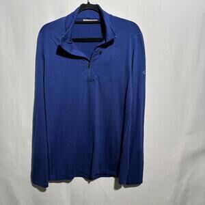 Icebreaker Wool Blue‎ Long Sleeve 1/4 Zip Top Sweatshirt Mens L Hiking Outdoor